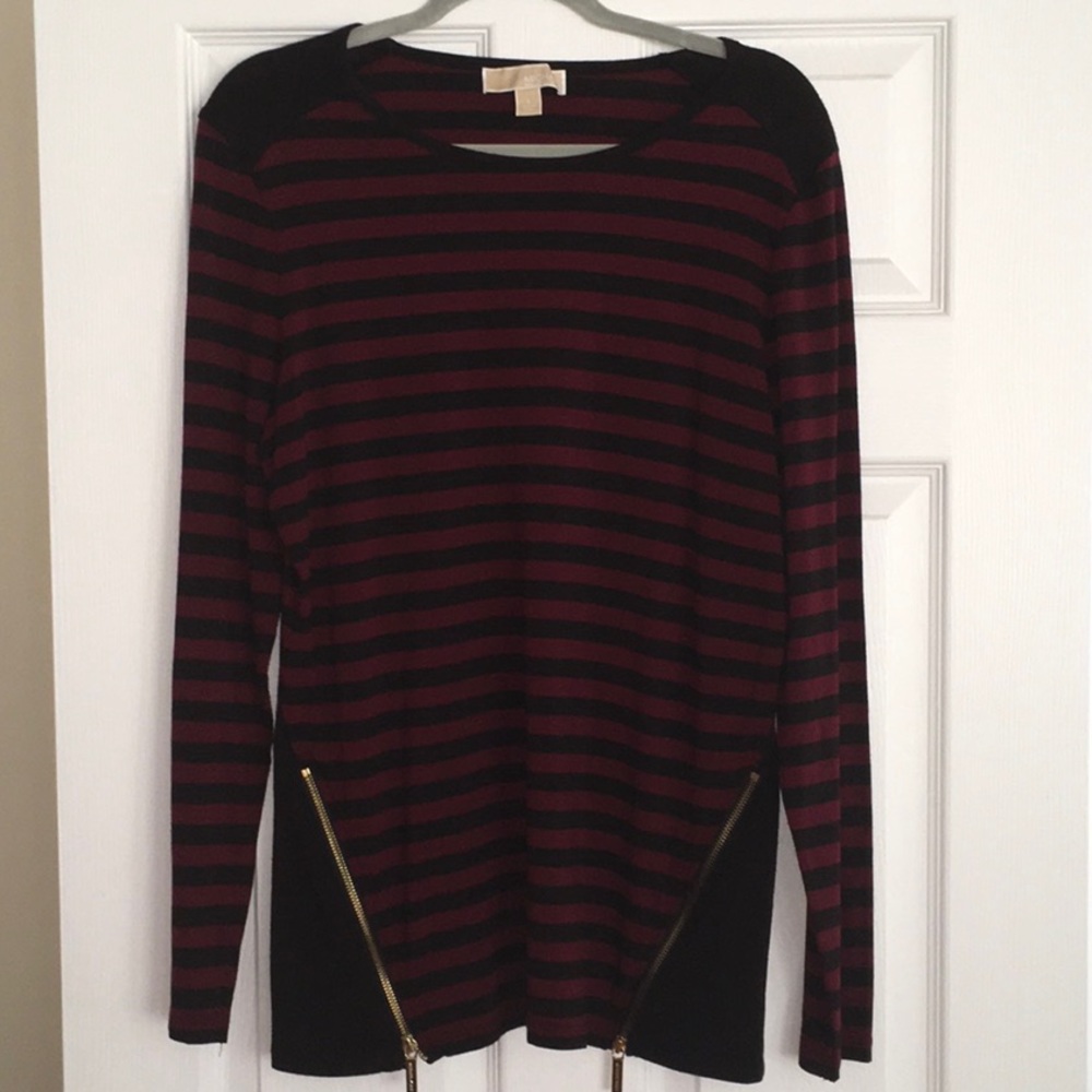 MICHAEL Michael Kors Striped - size L - wine berry & black